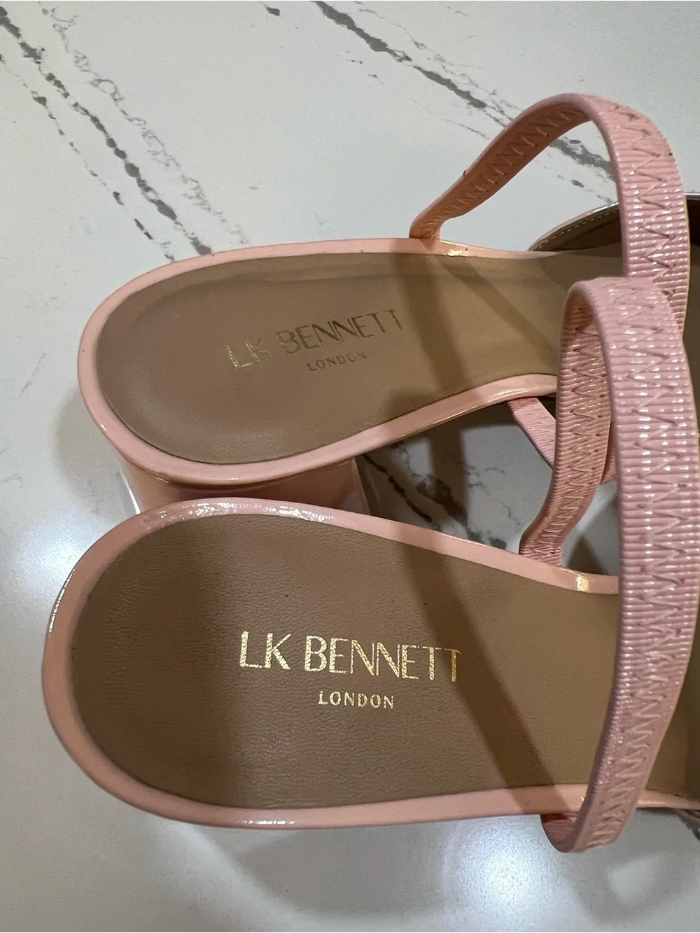 LK Bennett Patent Bow Pointed Slingback Heels in Blush Pink size 37 (6.5)